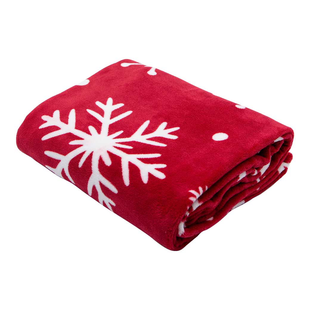 ANTORA Fleece Christmas Blanket (Red/White 127 x 152 cm)