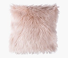 Blush pink fur cushion on sale