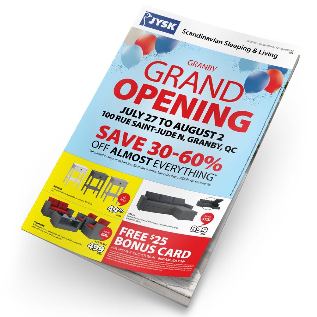 Grand opening store flyer JYSK Canada 